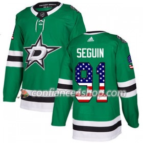 Adidas Maillot de Hockey Dallas Stars Tyler Seguin 91 2017-2018 Kelly Vert USA Flag Fashion Authentic - Homme